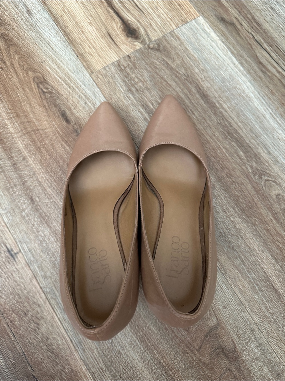 Franco Sarto Nude Tan Pointed-Toe Wedge Pumps 7 - Picture 3 of 5